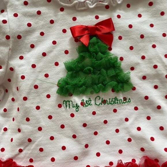 MERRY Christmas 3-Piece Girl's My First Christmas Top Pants Headband - Picture 3 of 9